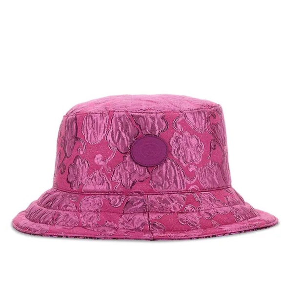 Gucci GG Monogram Jacquard Logo Lame Metallic Floral Reversible Bucket Hat